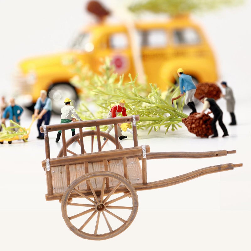 STOBOK 2Pcs Miniature Farming Cart Model Dollhouse Miniature Barrows Simulation Cart Ornaments Landscape Decorations Ancient Wagon Farm Tool Toys - Image 4